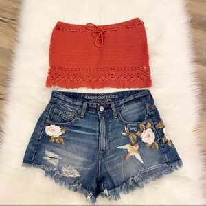 American Eagle outfit jean shorts and top
